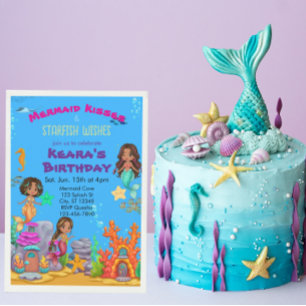 Invitación Besos de Sirena Deseos de Estrella de Mar, Cumplea