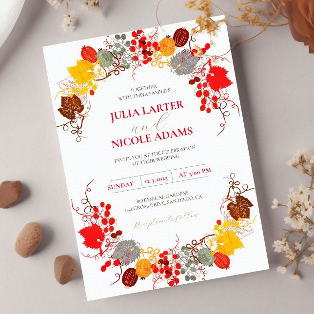 Invitación Besos Franceses Uvas Flores Bodas de Bayas Dulces (Subido por el creador)