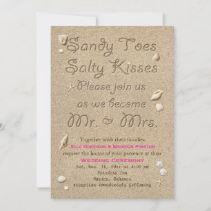 Invitación Besos salados de arena de playa invitan a la boda