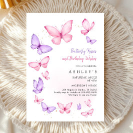 Invitación Besos y Deseos de Mariposa Cumpleaños de Niña