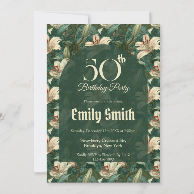 Invitación Best Lilies Accent Women Birthday (Anverso)