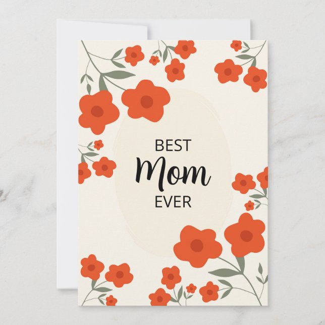 Invitación Best Mom Ever-Mothers Day Ditsy Orange floral Card (Anverso)