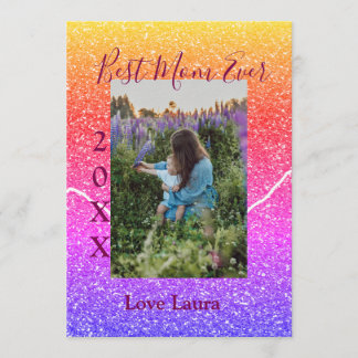 Invitación Best mom ever pink photo mother's day year yellow