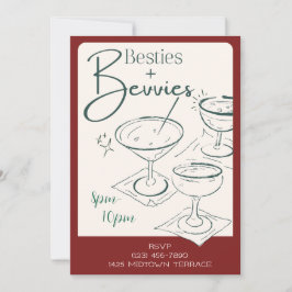 Invitación Besties + Bevvies Cocktail Party Invitation