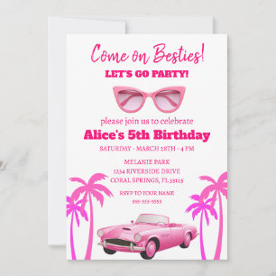 Invitación Besties, cumpleaños de las muñecas Malibu