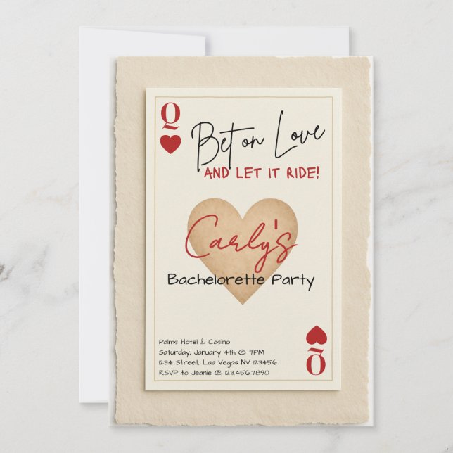 Invitación Bet on Love Casino Bachelorette Invitation (Anverso)