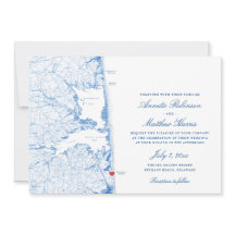 Bethany Beach DE Map Elegante Boda azul de la Mari
