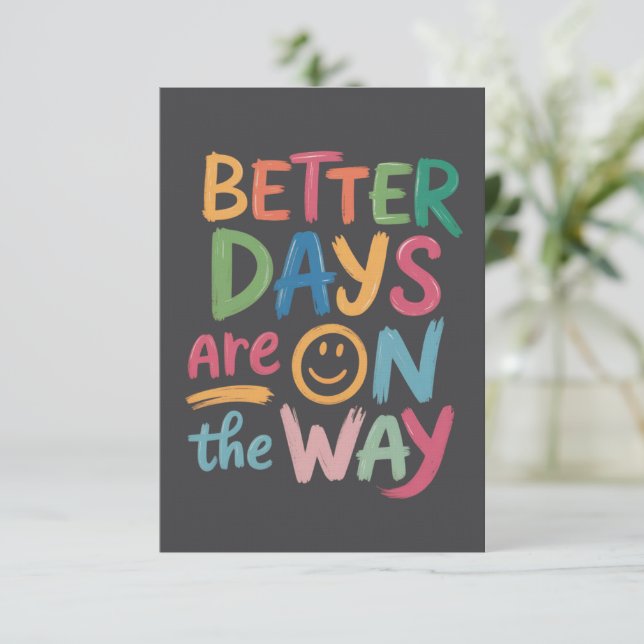 Invitación Better Days Are On The Way Retro Boho Mental  (Anverso de pie)