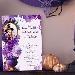 Invitación Bewitan a una ducha de novia con fotos de Hallowee