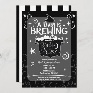 Invitación Bewitando el Baby Shower de Cauldron Halloween