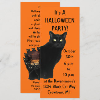 Invitación Bewitando la fiesta de Halloween del gato negro