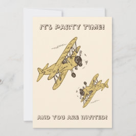 Invitación Bi-planos Art Deco - Tiempo Fiesta amarillo + deta