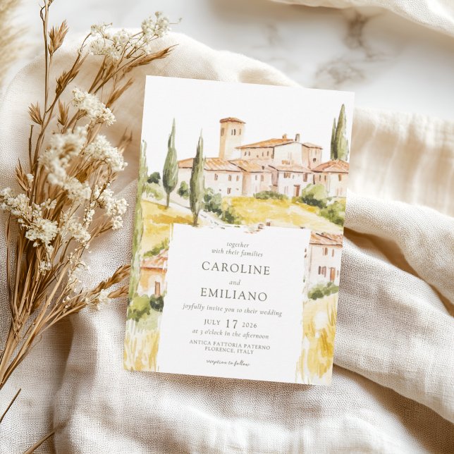 Invitación BIANCA Watercolor Boda paisajístico toscano (Subido por el creador)