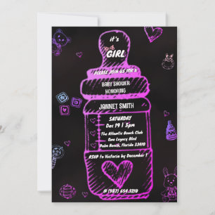 Invitación biberón de alimentación de bebé ducha de bebé Invi