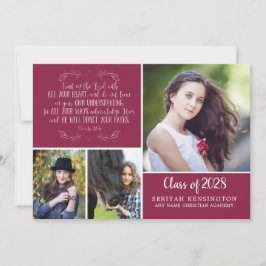 Invitación Biblia de graduación cristiana borgoñona verso fot