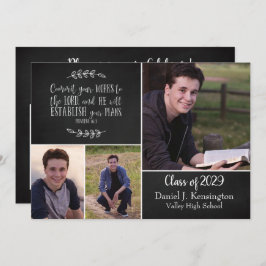 Invitación Biblia de graduación cristiana Verse 3 Collage de 