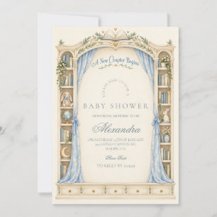 Invitación Biblioteca Azul Baby Shower Un Nuevo Capítulo