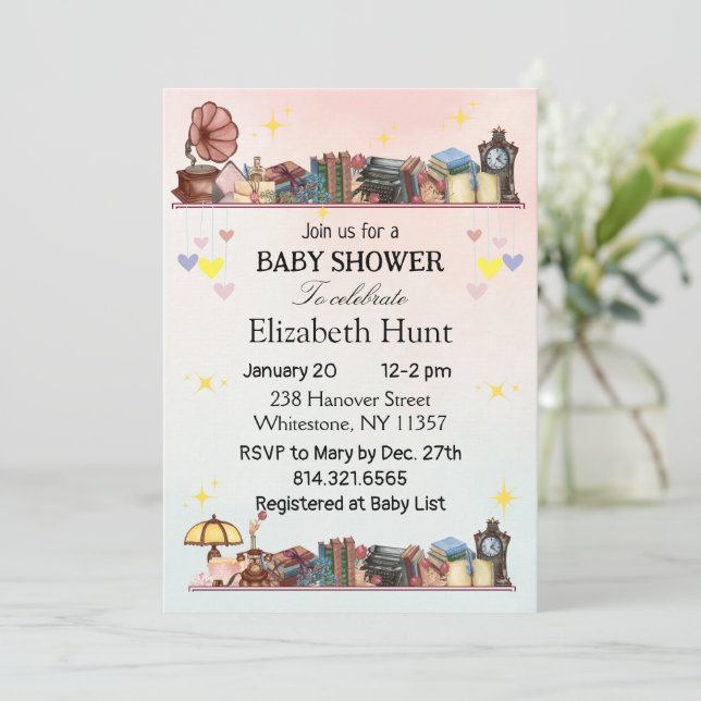 Invitación Biblioteca de Cuentos La Siguiente Capítulo Baby S (Anverso de pie)