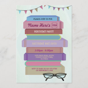 Invitación Biblioteca de Cumpleaños de Libros Invite a leer l