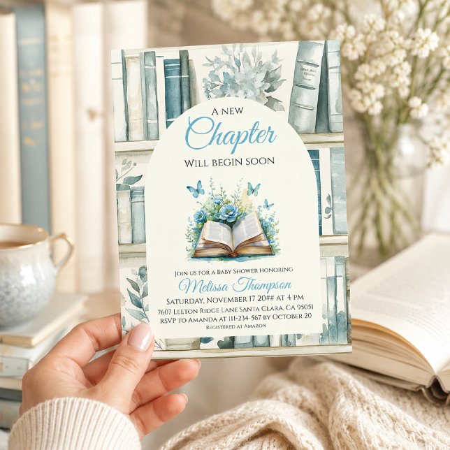 Invitación Biblioteca Nuevo Capítulo Niño Azul Libro Fiesta d (Subido por el creador)