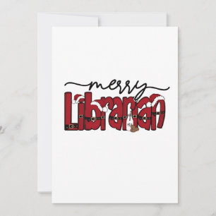 Invitación Bibliotecario Alegre Navidad Amante de los Libros
