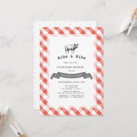Bibs & Ribs Rustic Rojo Cuadros Combinados Baby Sh