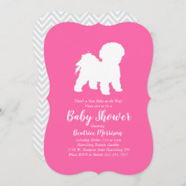 Invitación Bichon Frise Dog Chica Baby Shower Pink