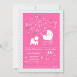 Invitación Bichon Frise Dog Chica Baby Shower Pink