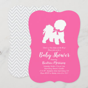 Invitación Bichon Frise Perro Baby Shower Niña Rosa