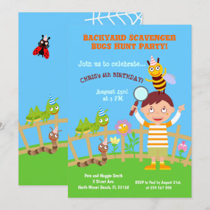 Invitación Bichos carroñeros del patio trasero cazan fiesta d