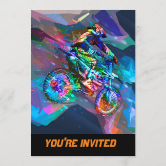 Invitación Bici coloreada creyón estupendo de la suciedad en