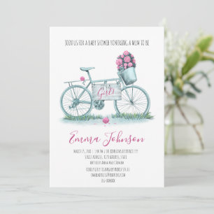 Invitación Bicicleta acuarela con Rosas