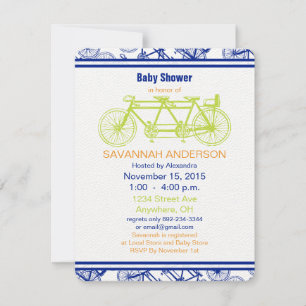 Invitación Bicicleta azul vintage Bicycle Boy Shower