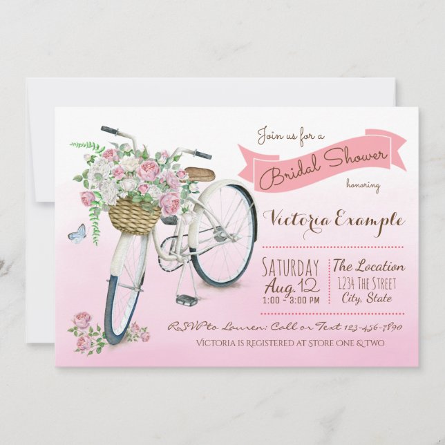 Invitación Bicicleta Bridal Shower Vintage Bicicleta (Anverso)