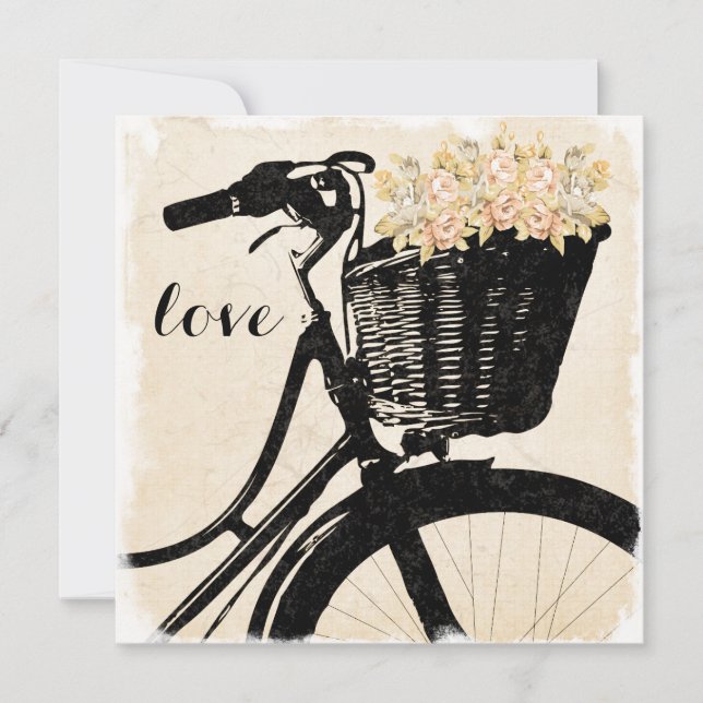 Invitación Bicicleta caprichosa con las flores que casan (Anverso)