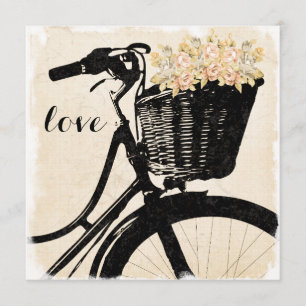 Invitación Bicicleta caprichosa con las flores que casan