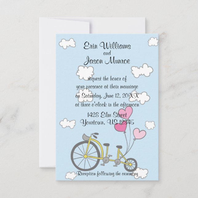 Invitación Bicicleta construida para dos bodas (Anverso)