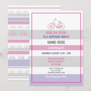 Invitación Bicicleta Cumpleaños Bicicleta Fiesta Chicas rosas