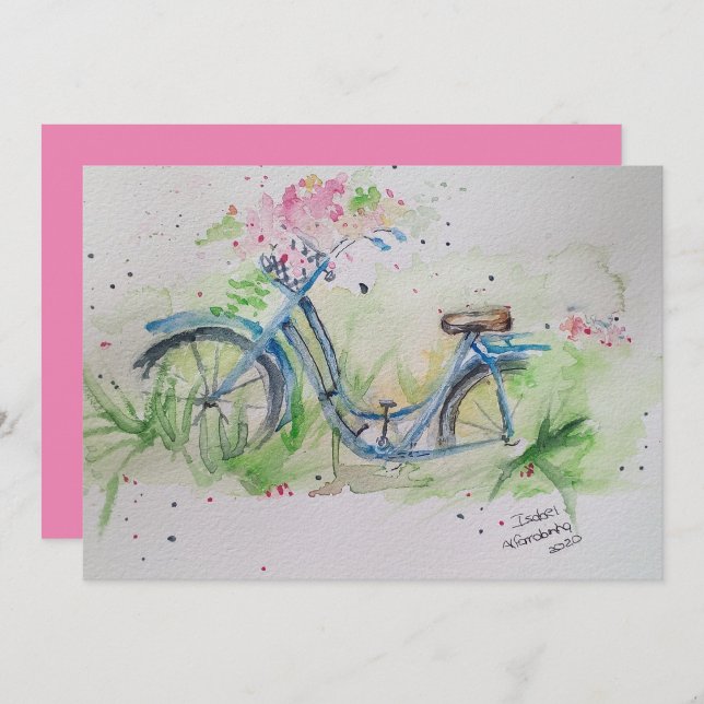 Invitación Bicicleta de damas en campo de primavera (Subido por el creador)