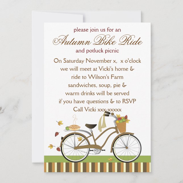 Invitación Bicicleta de entrega por tubería (Anverso)