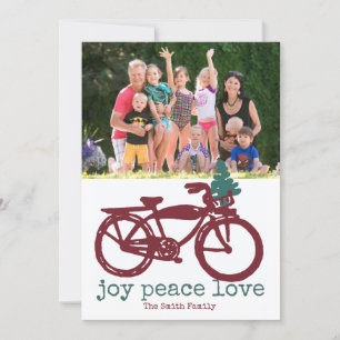 Invitación Bicicleta de época y diseño de árboles de Navidad