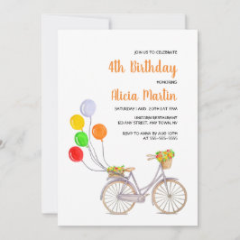 Invitación Bicicleta de flores de la cesta de globos cualquie