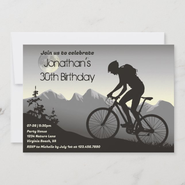 Invitación Bicicleta de montaña con pleno cumpleaños en bicic (Anverso)