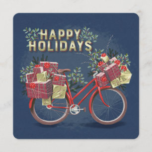 Invitación Bicicleta de Navidades rojos con regalo