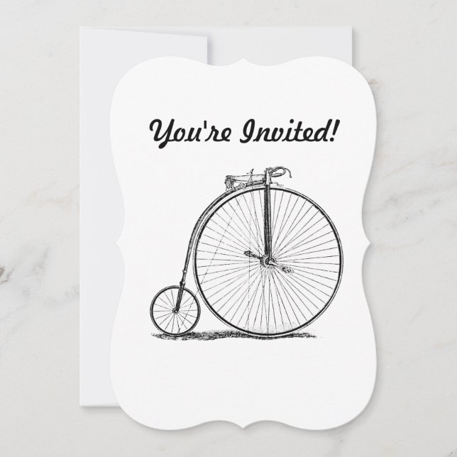 Invitación Bicicleta de rueda alta Penny Farthing (Anverso)
