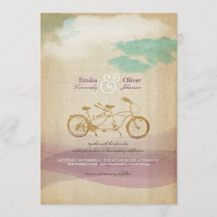 Invitación Bicicleta Tandem 2 Boda Rústico Vintage