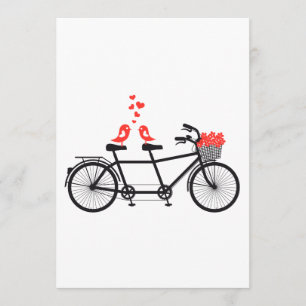Invitación bicicleta tándem con lindos pájaros de 