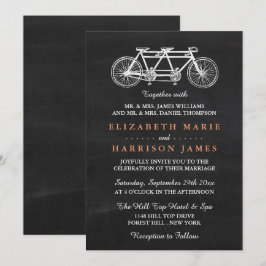Invitación Bicicleta Tandem En El Boda Chalkboard