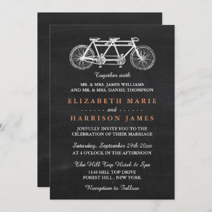 Invitación Bicicleta Tandem En El Boda Chalkboard
