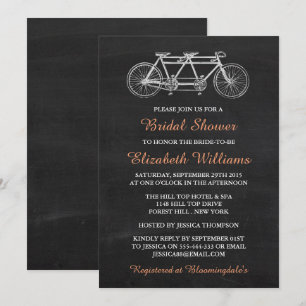 Invitación Bicicleta Tandem En La Ducha De Novias De Chalkboa